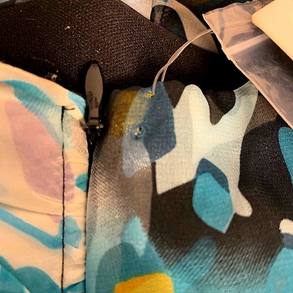 Miss Sixty Chiffon Watercolour Print Dress w/Bejeweled Neck NWT- Sz. 2 - Picture 4 of 7